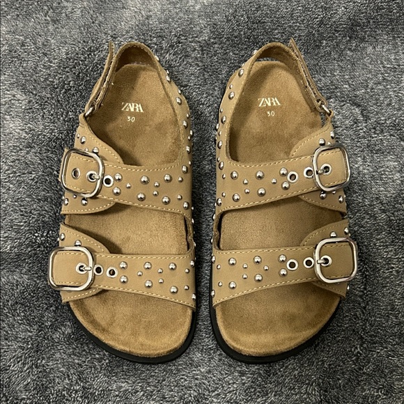 Zara Other - Zara Kids Camel Sandals with Silver Studs